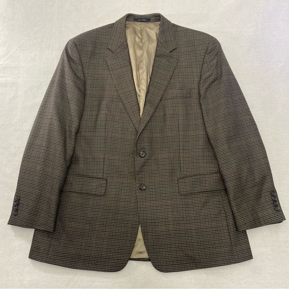 Lauren Ralph Lauren Brown Houndstooth Check Wool Blazer Sport Jacket Mens 44R